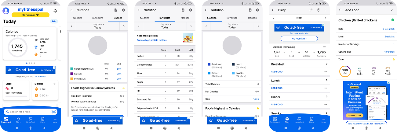 6 Original MyFitnessPal Screens