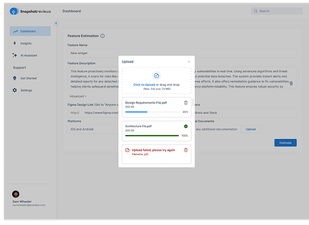 Error States and Modal Dialogue Workspace View